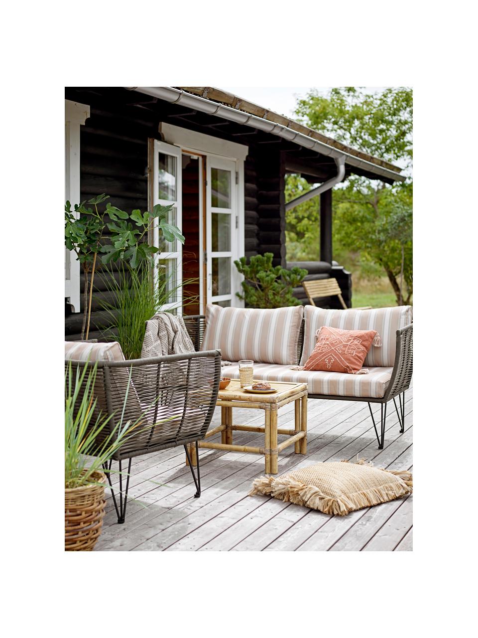 Garten-Loungesessel Mundo mit Kunststoff-Geflecht, Gestell: Metall, pulverbeschichtet, Sitzfläche: Polyethylen, Bezug: Polyester, Webstoff Beige, Cremeweiß, Greige, B 87 x T 74 cm