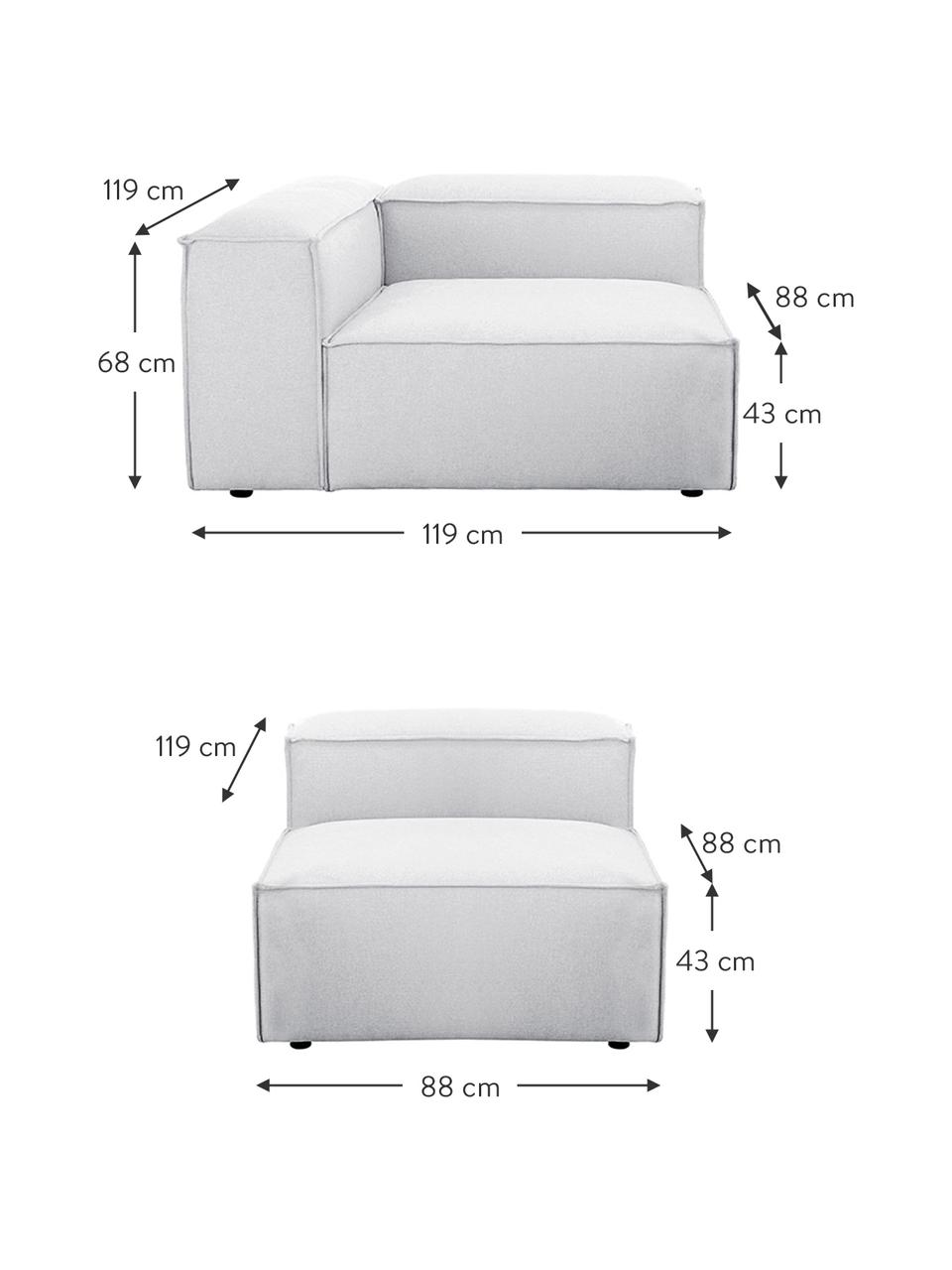 Sofa modułowa Lennon (4-osobowa), Tapicerka: poliester Dzięki tkaninie, Stelaż: lite drewno sosnowe z cer, Nogi: tworzywo sztuczne Materia, Jasnoszara tkanina, S 327 x G 119 cm