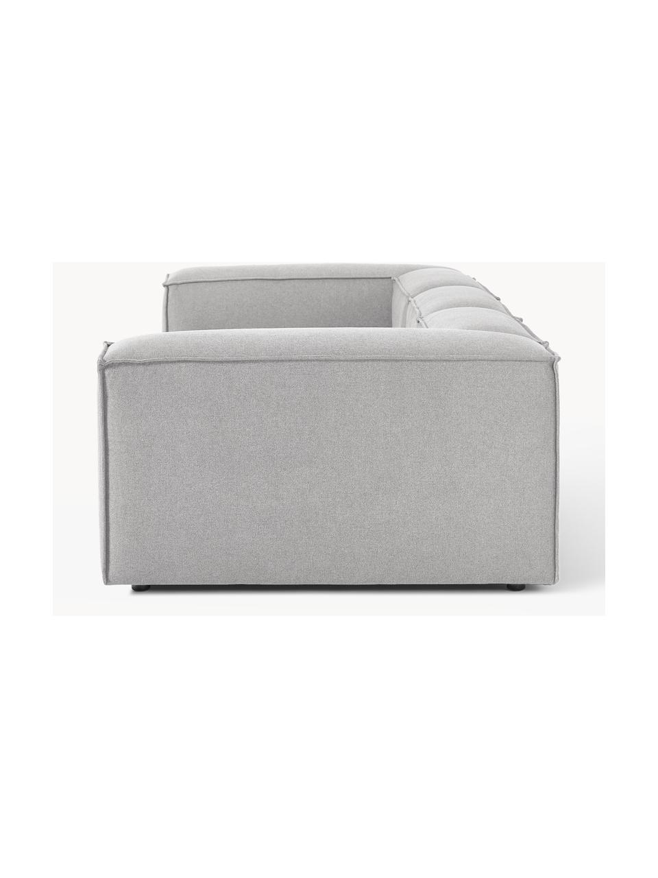 Modulares Sofa Lennon (4-Sitzer), Bezug: 100 % Polyester Der strap, Gestell: Massives Kiefernholz, Spe, Füße: Kunststoff Dieses Produkt, Webstoff Grau, B 327 x T 119 cm