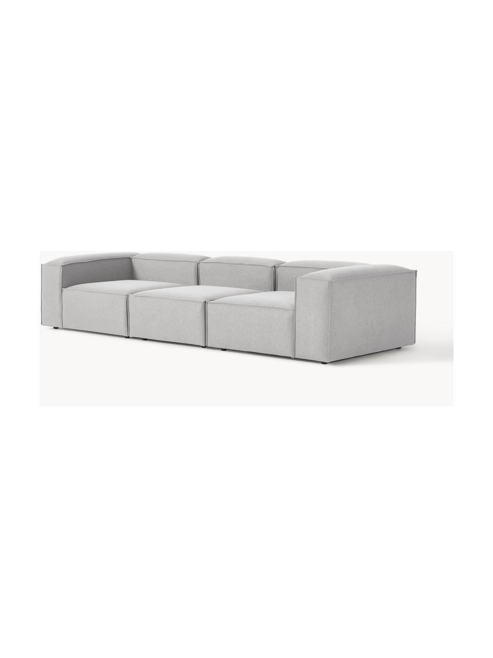 Modulares Sofa Lennon (4-Sitzer), Bezug: 100 % Polyester Der strap, Gestell: Massives Kiefernholz, Spe, Füße: Kunststoff Dieses Produkt, Webstoff Grau, B 327 x T 119 cm