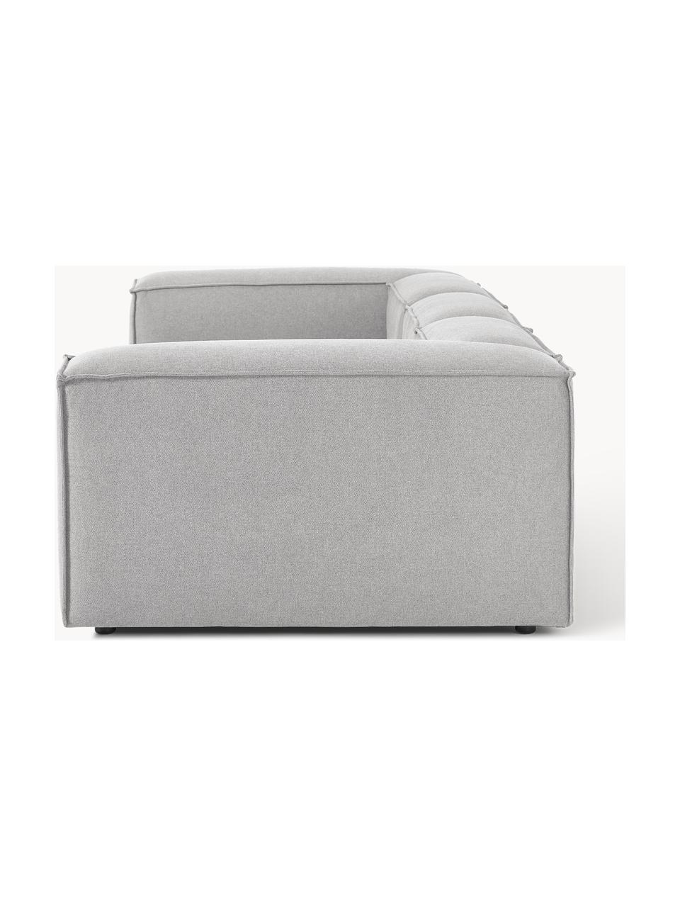 Modulares Sofa Lennon (4-Sitzer), Bezug: 100 % Polyester Der strap, Gestell: Massives Kiefernholz, Spe, Webstoff Grau, B 327 x T 119 cm