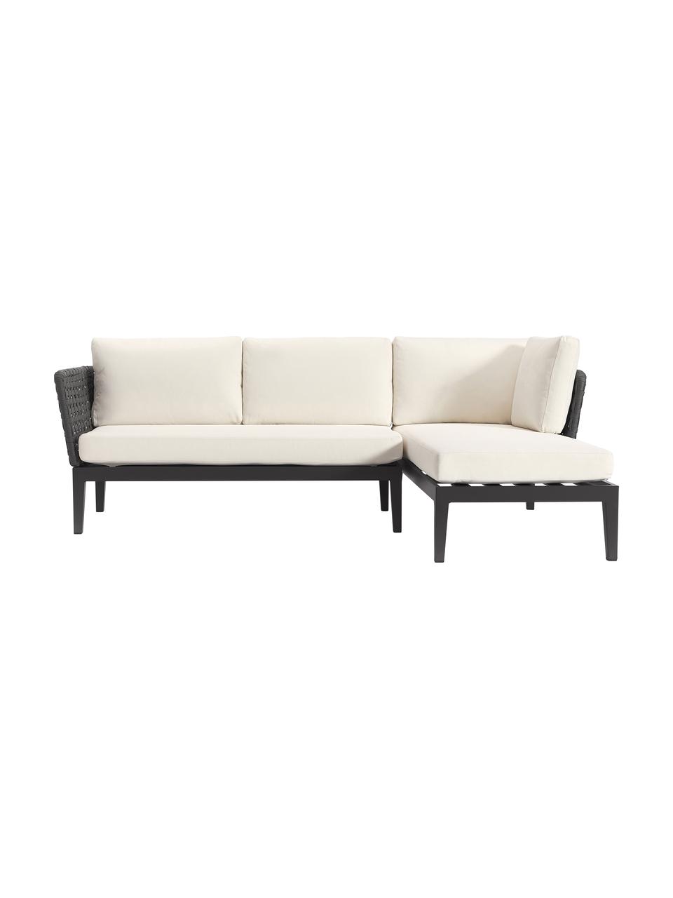 Garten-Lounge-Ecksofa Caline, Bezug: 100 % Polyester Der hochw, Gestell: Aluminium, Off White, Anthrazit, B 149 x T 77 cm, Eckteil rechts