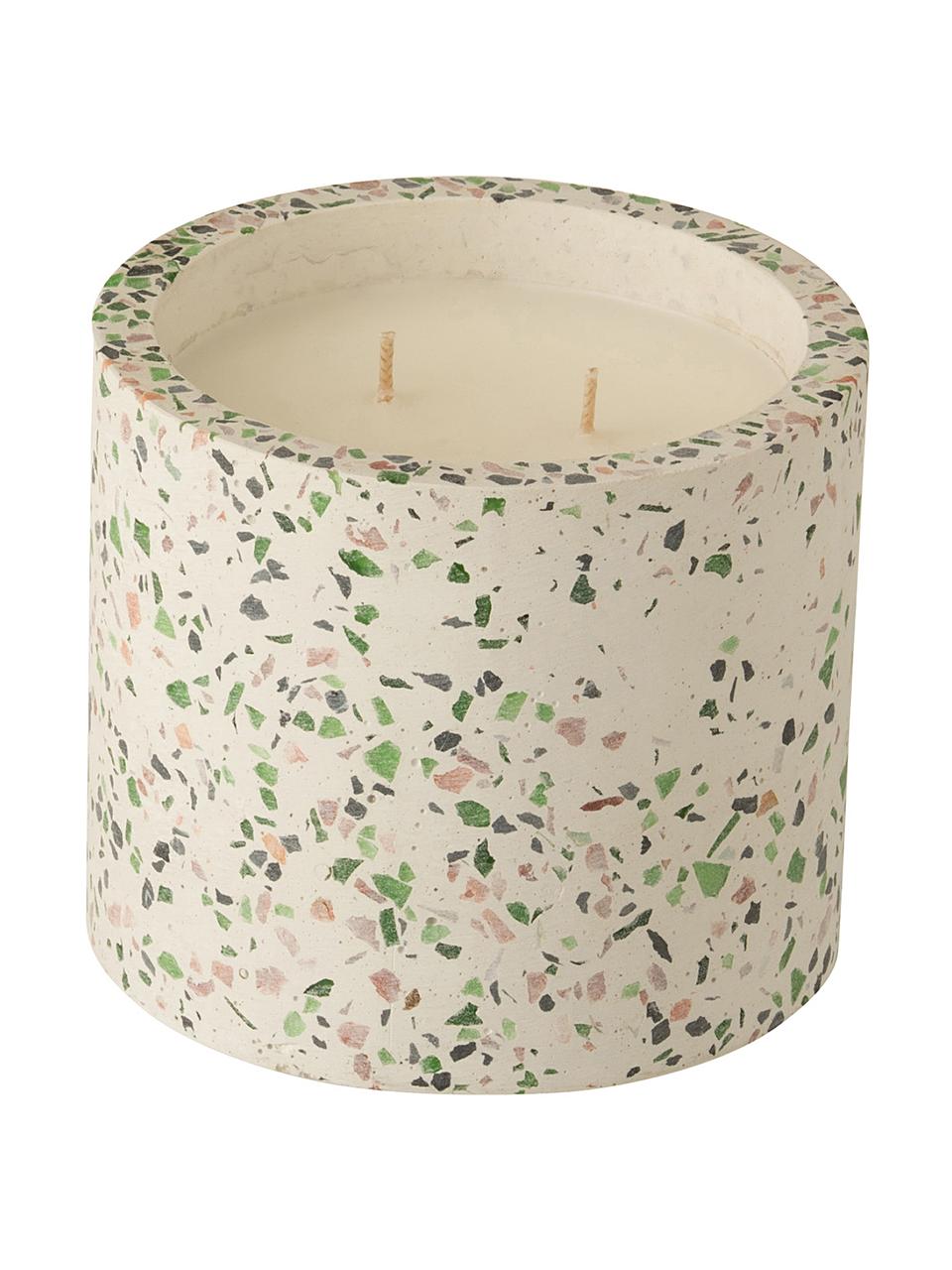 Vonná svíčka se dvěma knoty Terrazzo, Krémová, růžová, zelená, Ø 12 cm, V 11 cm