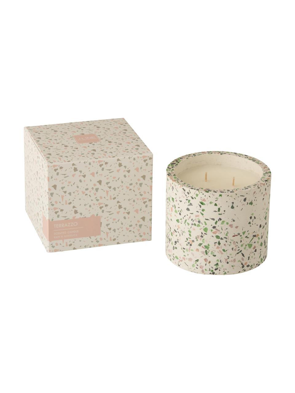 2-lonts geurkaars Terrazzo, Houder: keramiek, Crèmekleurig, roze, groen, Ø 12 x H 11 cm