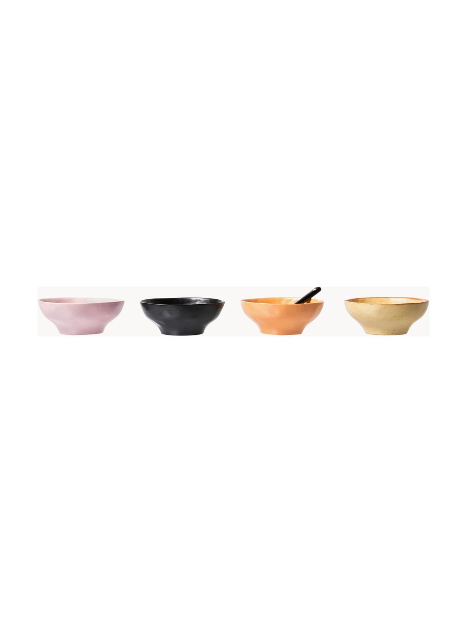 Set de cuencos artesanales de porcelana Bold, 4 uds., Porcelana, Rosa pálido, negro, amarillo limón, naranja, Ø 13 x Al 5 cm