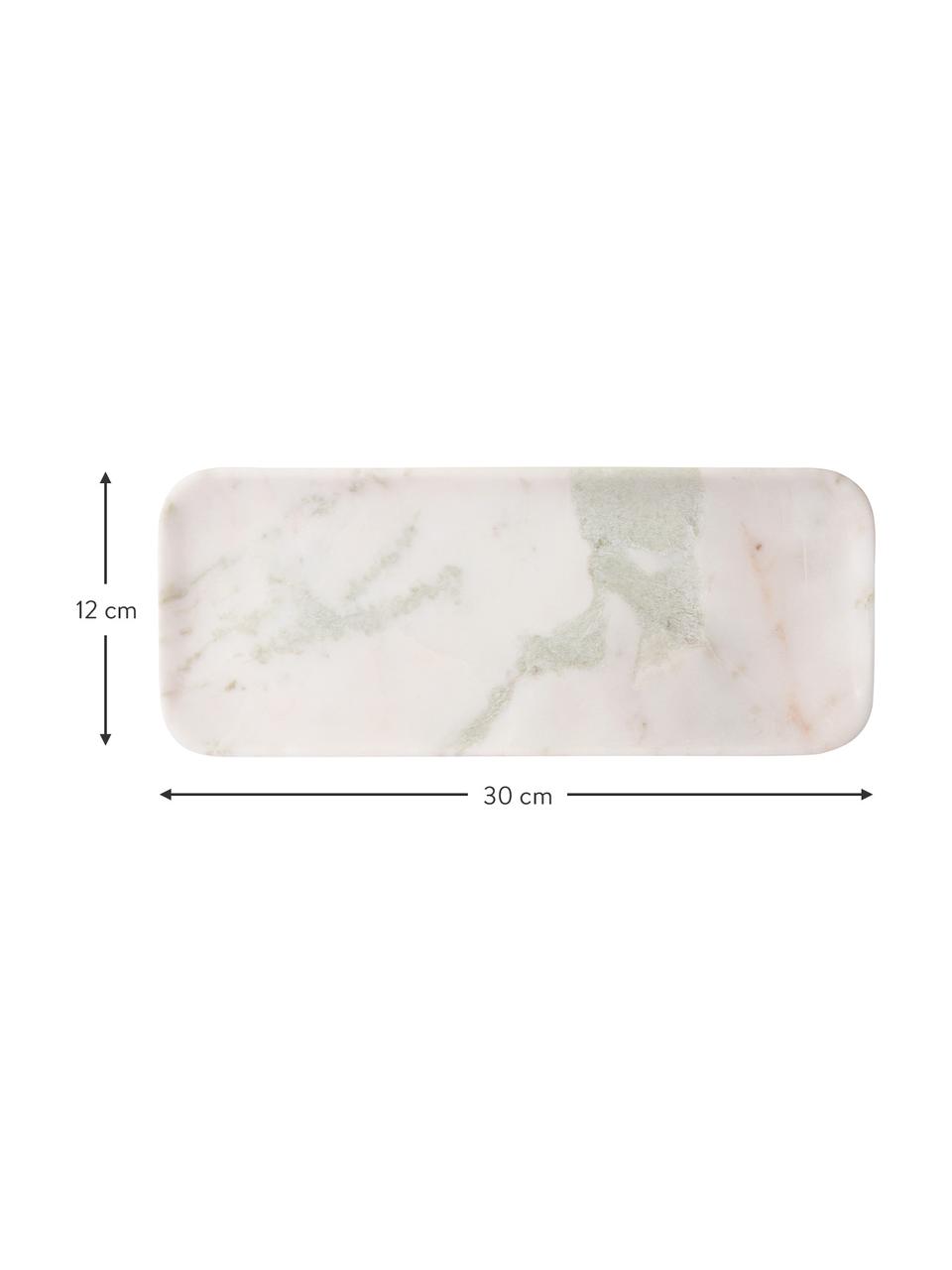 Piatto da portata Tina, Marmo, Bianco marmorizzato, Larg. 12 x Prof. 30 cm
