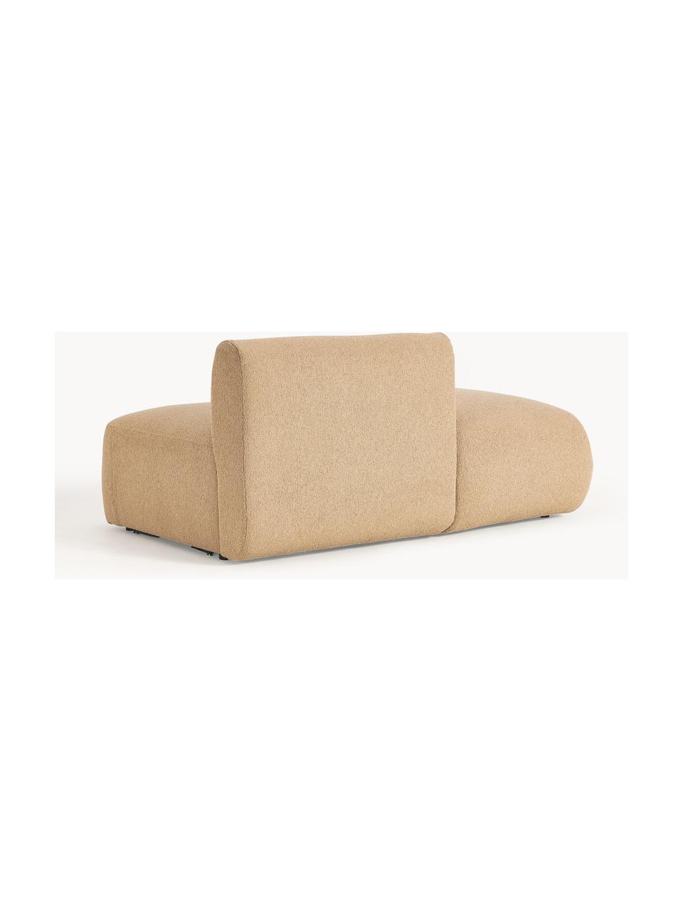 Diván modular en tejido bouclé Sofia, Tapizado: tejido bouclé (100% polié, Estructura: madera de pícea, tablero , Patas: plástico Este producto es, Bouclé beige, An 159 x F 103 cm, respaldo izquierdo