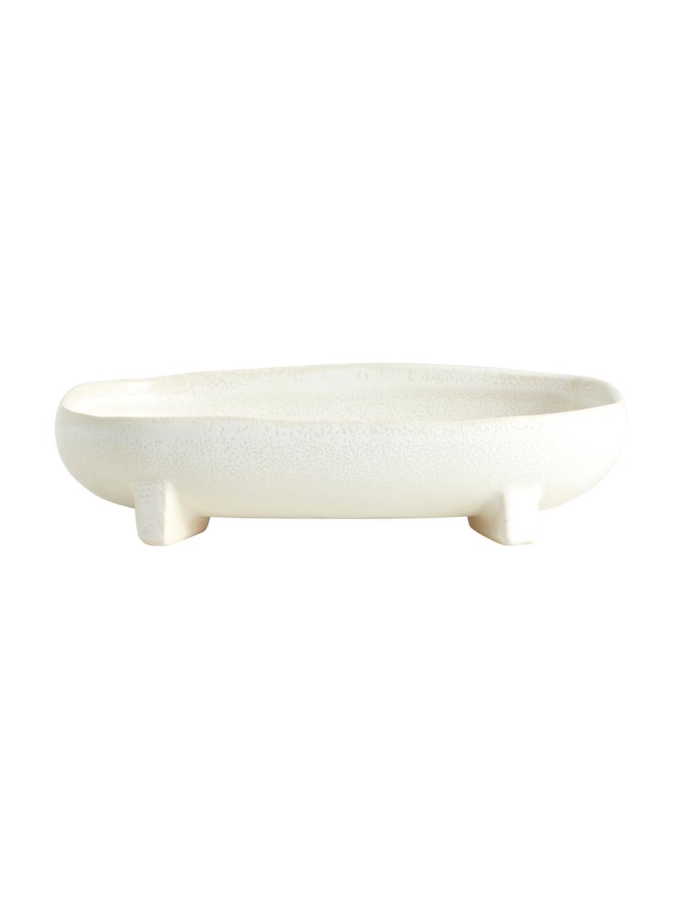 Ciotola da portata fatta a mano in ceramica color crema Pemba, Ceramica, Color crema, Lung. 28 x Larg. 17 cm