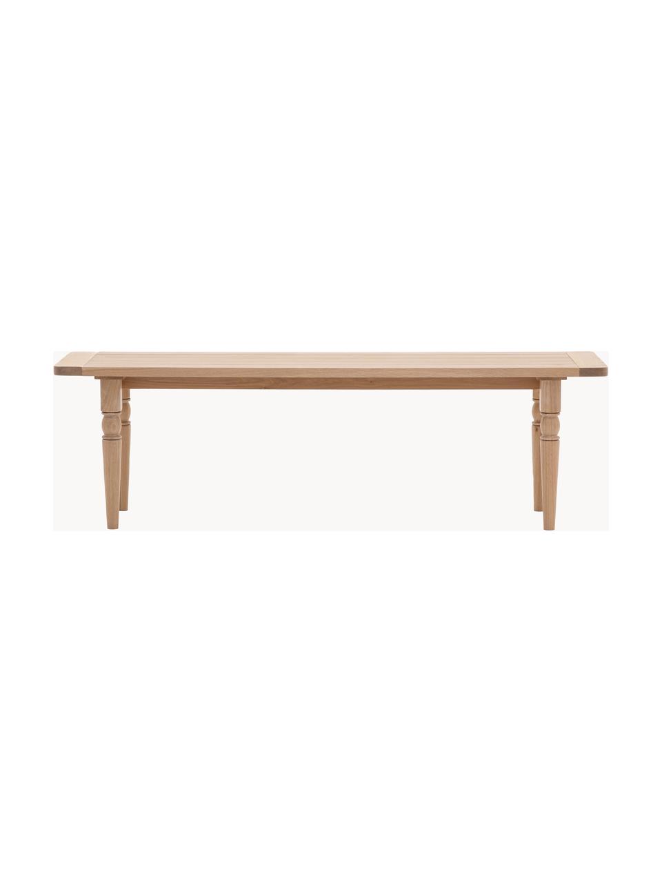 Handgemaakte houten zitbank Eton, Zitvlak: MDF, Poten: eikenhout, Eikenhout, B 150 x D 38 cm