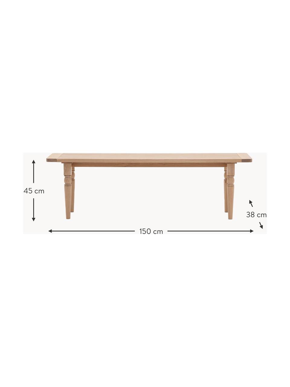 Handgefertigte Holz-Sitzbank Eton, Sitzfläche: Mitteldichte Holzfaserpla, Beine: Eichenholz, Eichenholz, B 150 x T 38 cm