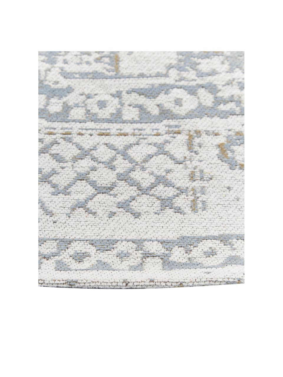 Okrúhly ručne tkaný ženilkový koberec Neapel, Svetlosivá, krémovobiela, sivobéžová, Ø 120 cm (veľkosť S)