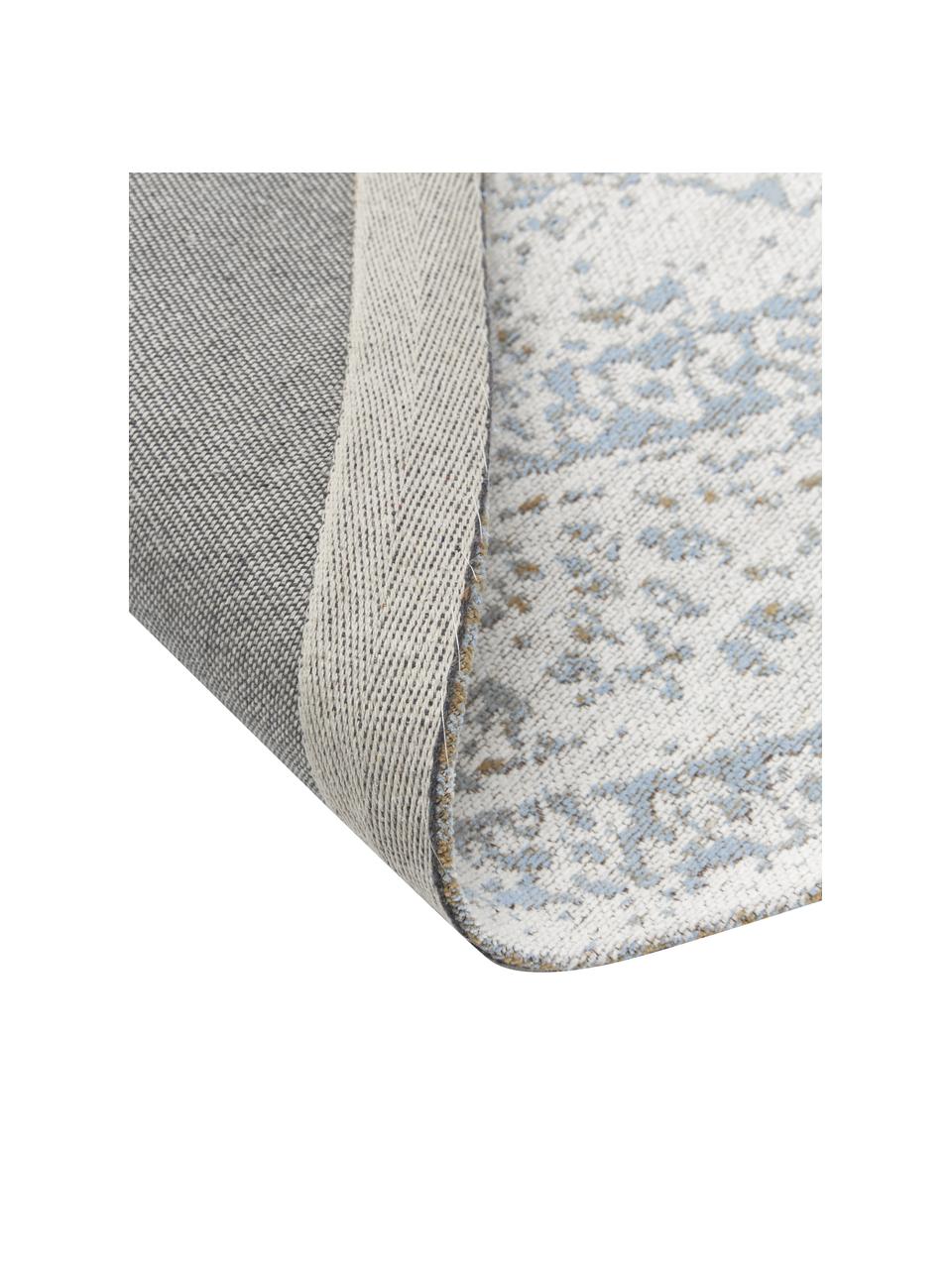 Okrągły ręcznie tkany dywan szenilowy Neapel, Szaroniebieski, kremowobiały, taupe, Ø 250 cm (Rozmiar XL)
