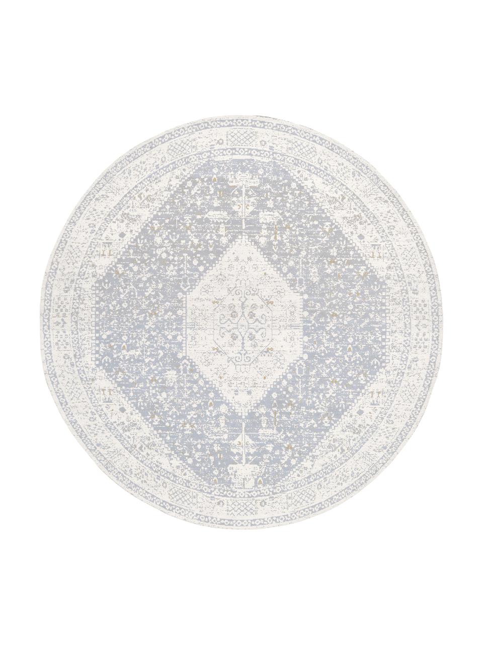 Okrúhly ručne tkaný ženilkový koberec Neapel, Svetlosivá, krémovobiela, sivobéžová, Ø 120 cm (veľkosť S)