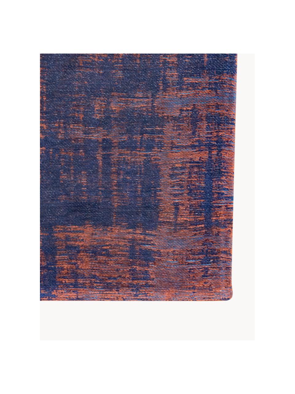 Tapis avec motif abstrait Sunset, 100 % polyester, Bleu foncé, terracotta, larg. 80 x long. 150 cm (taille XS)