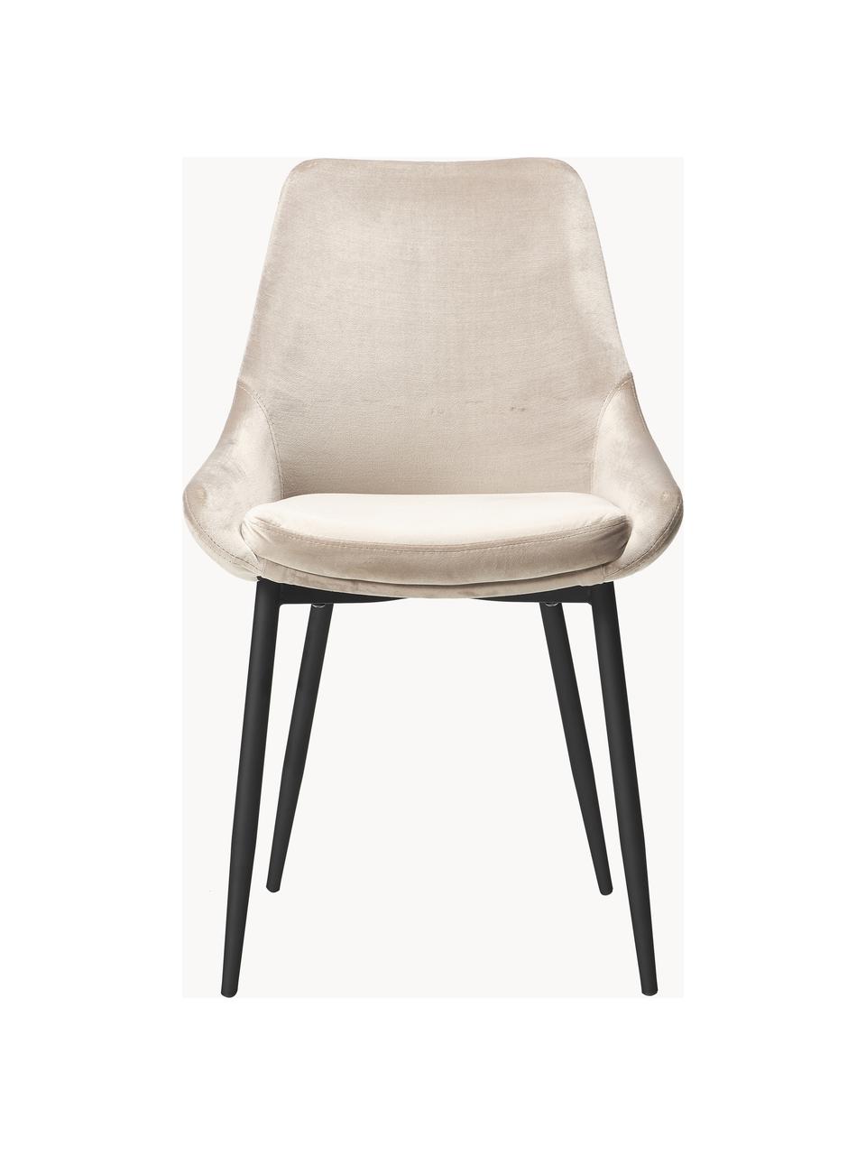 Table Fenwood avec chaises Sierra, 5 élém., Velours beige, noir, couleur laitonnée, Lot de différentes tailles