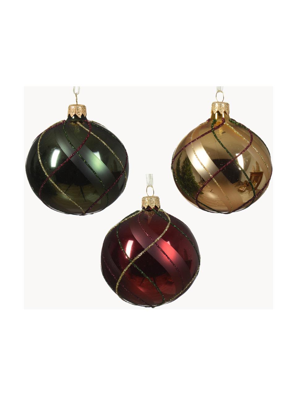 Set de bolas de Navidad Gloss, 6 uds., Vidrio, Verde, rojo, dorado, Ø 8 cm