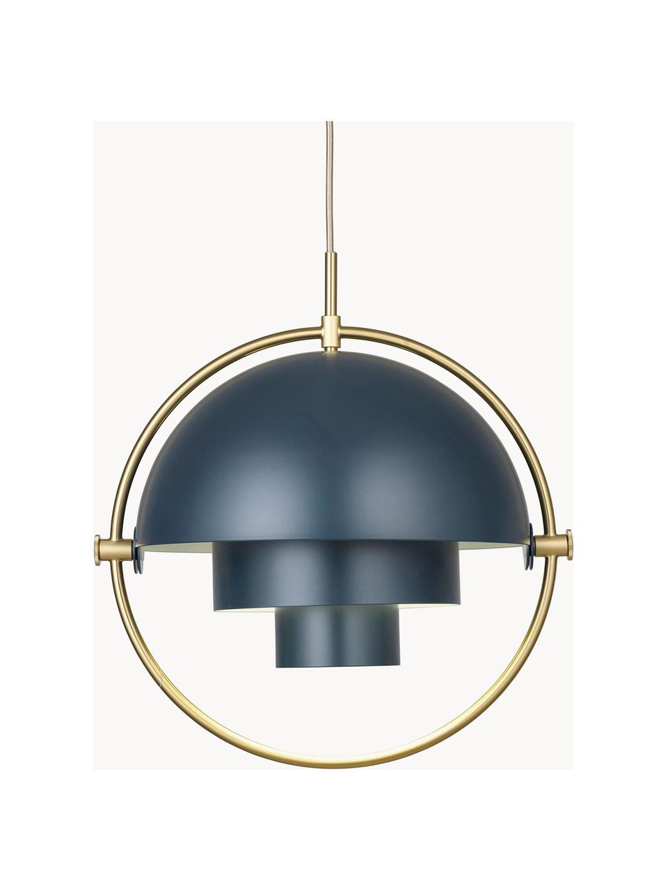 Lampada a sospensione orientabile Multi-Lite, Grigio-blu opaco, dorato lucido, Ø 36 x Alt. 36 cm