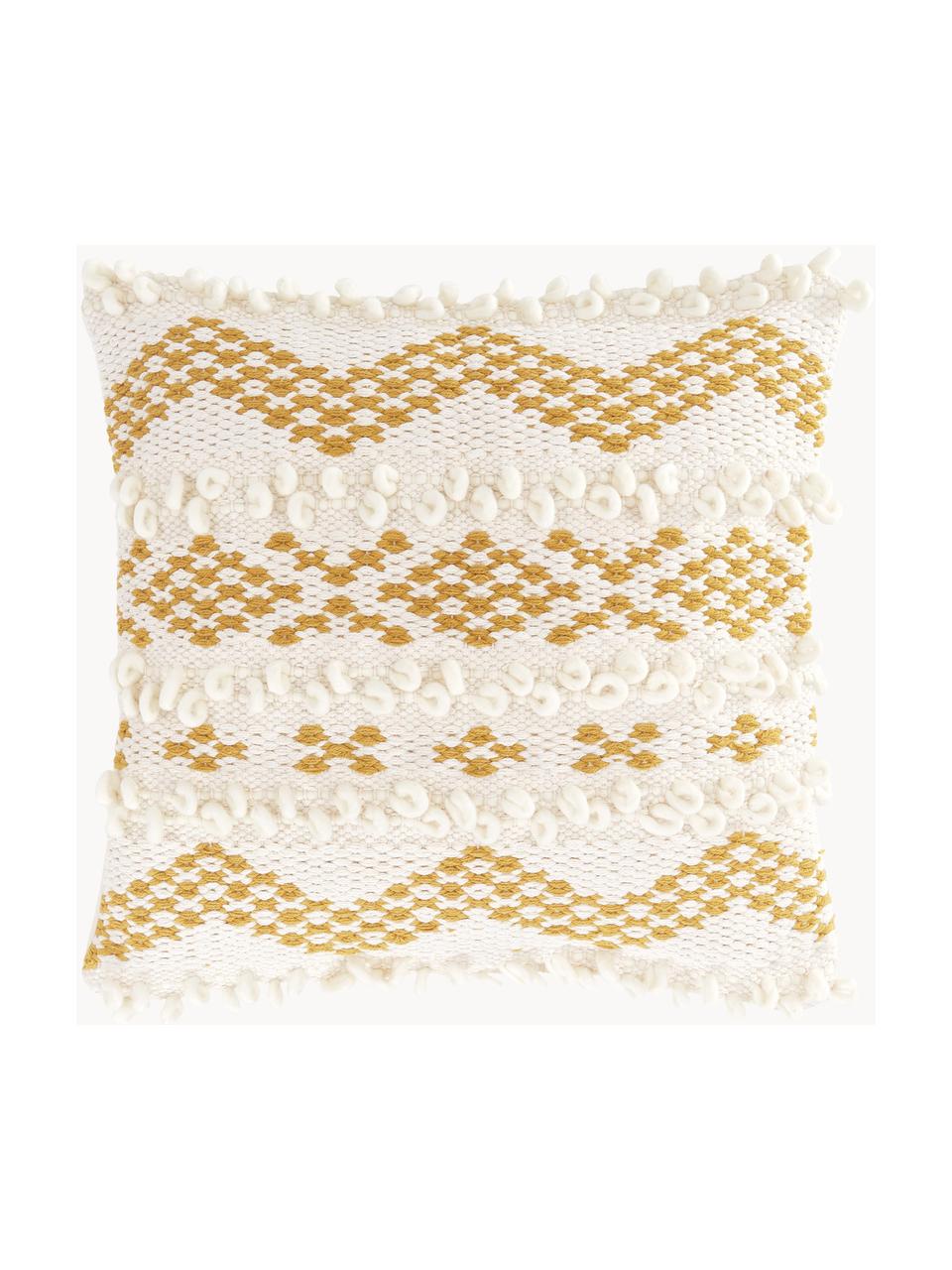 Housse de coussin 45x45 bohème Paco, 80 % coton, 20 % polyester, Jaune moutarde, larg. 45 x long. 45 cm