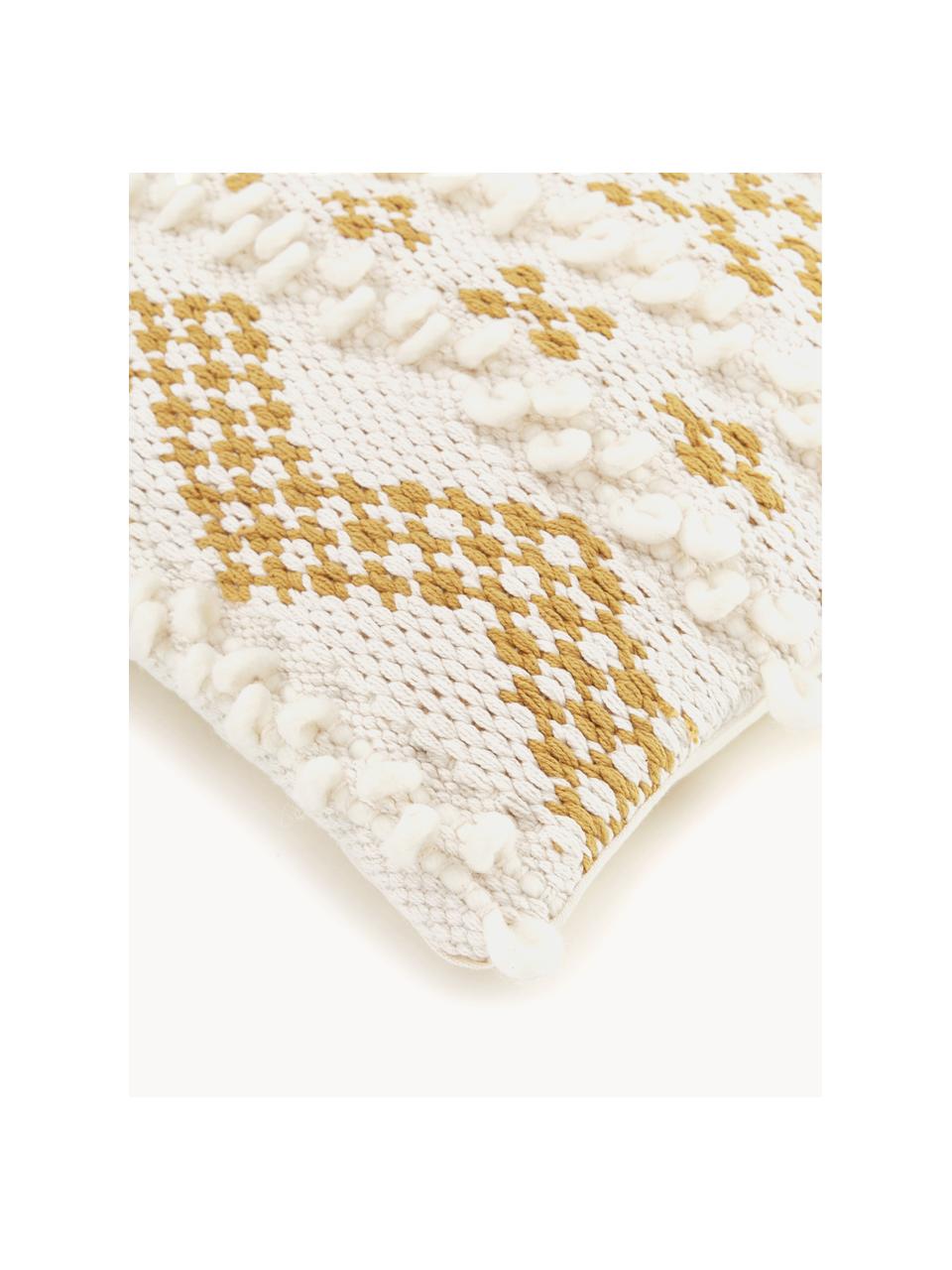 Housse de coussin 45x45 bohème Paco, 80 % coton, 20 % polyester, Jaune moutarde, larg. 45 x long. 45 cm