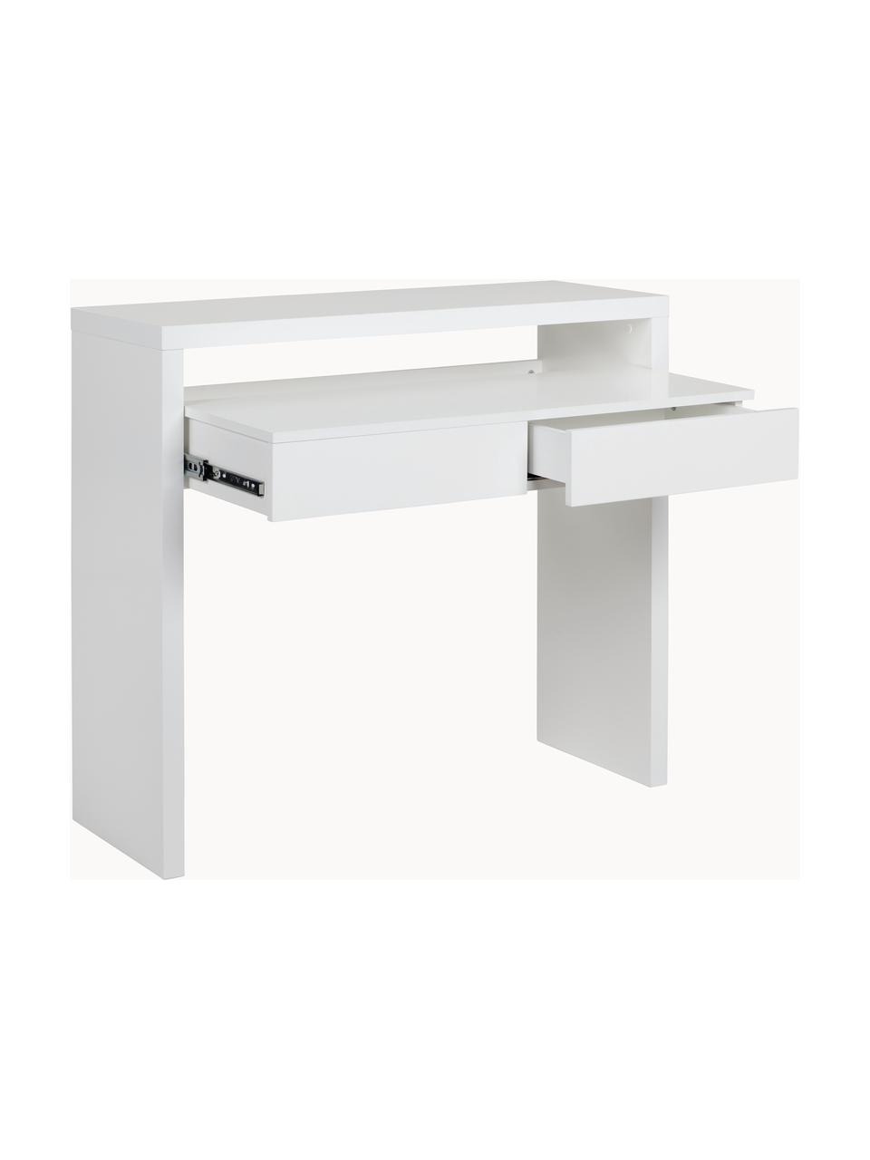 Petit bureau avec plateau extensible Teresa, Panneau de particules avec revêtement mélaminé (MFC), panneau de fibres de moyenne densité (MDF), certifié FSC®, Blanc, larg. 100 x prof. 36 cm