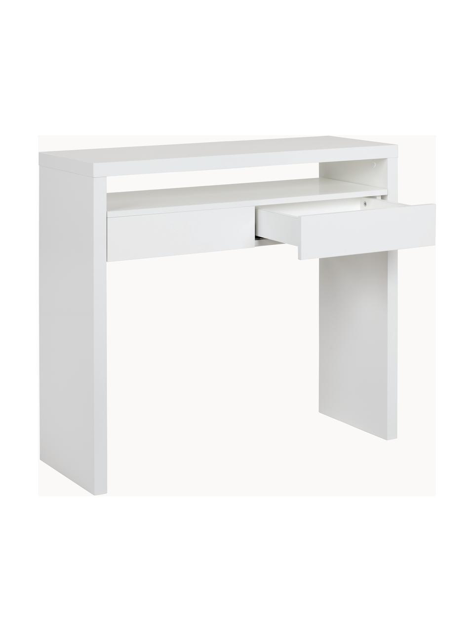 Petit bureau avec plateau extensible Teresa, Panneau de particules avec revêtement mélaminé (MFC), panneau de fibres de moyenne densité (MDF), certifié FSC®, Blanc, larg. 100 x prof. 36 cm