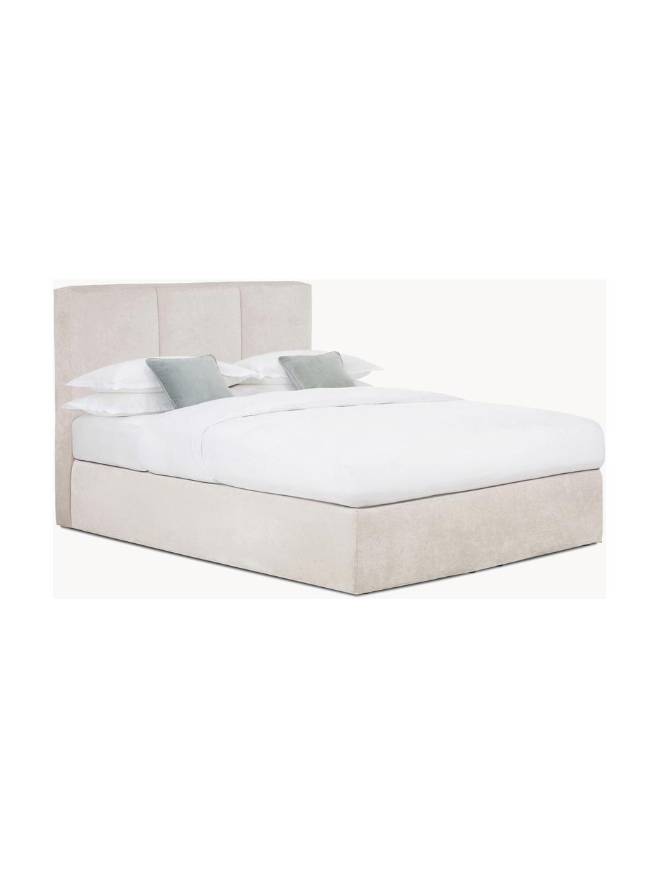 Letto boxspring Oberon, Materasso: nucleo a 5 zone di molle , Piedini: plastica Questo prodotto , Tessuto beige, Larg. 160 x Lung. 200 cm, grado di durezza H2