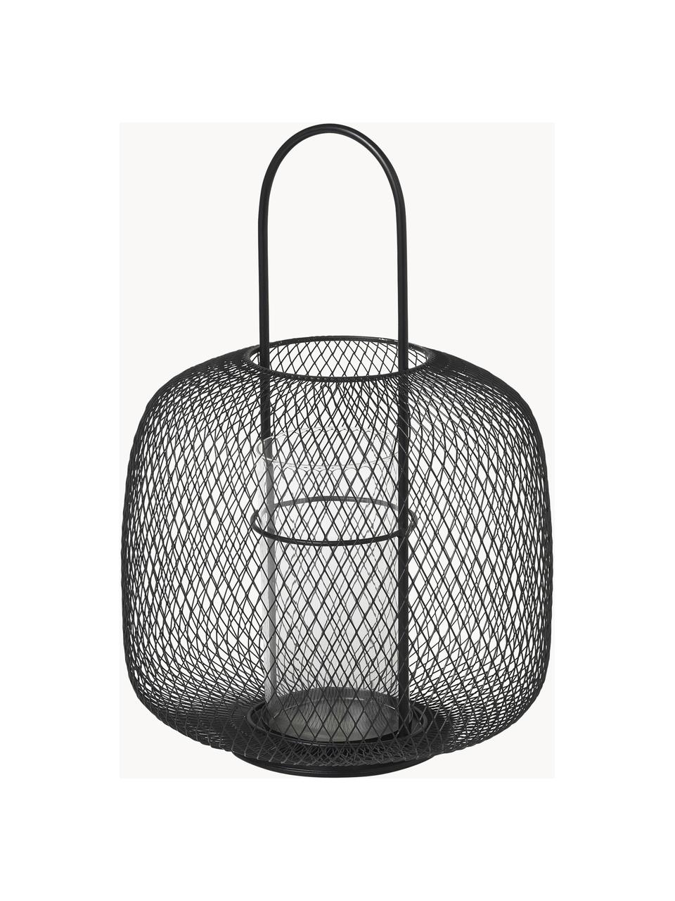 Ručne vyrobený kovový lampáš Boden, Kov s práškovým náterom, Čierna, Ø 30 x V 43 cm