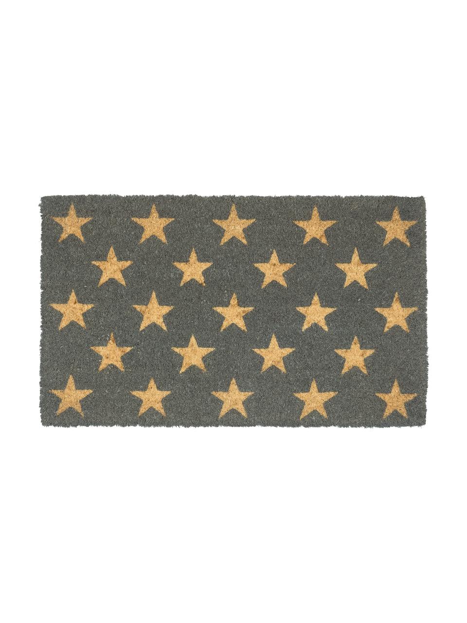 Fussmatte Fresh Stars, Oberseite: 100 % Kokosfaser, Unterseite: Kunststoff, Beige, Grau, 46 x 76 cm