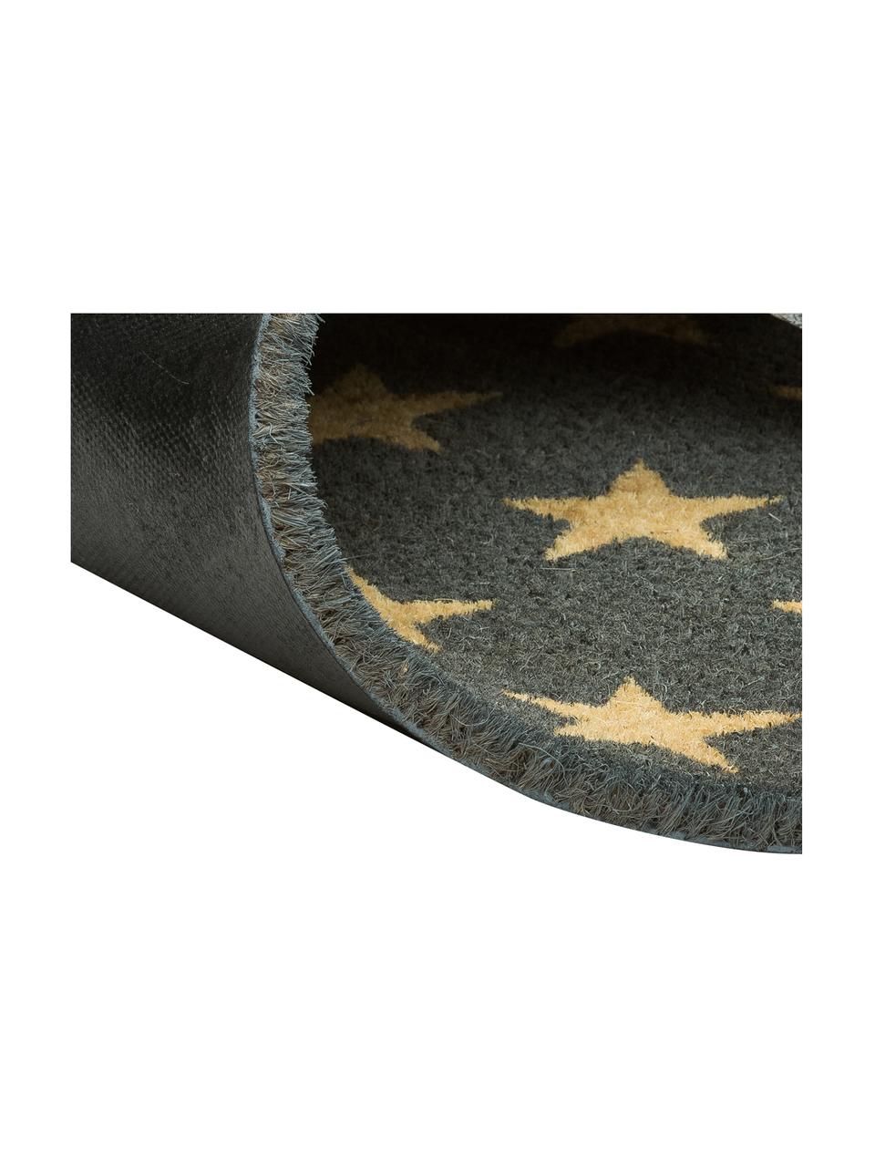 Fussmatte Fresh Stars, Oberseite: 100 % Kokosfaser, Unterseite: Kunststoff, Beige, Grau, 46 x 76 cm