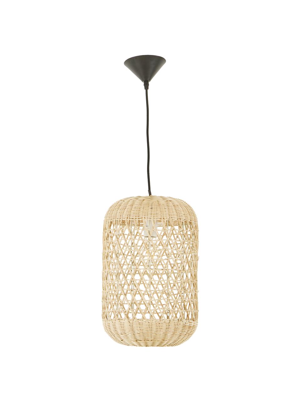 Kleine hanglamp Aurora van bamboehout, Lampenkap: bamboehout, Baldakijn: kunststof, Lichtbruin, Ø 25 x H 40 cm