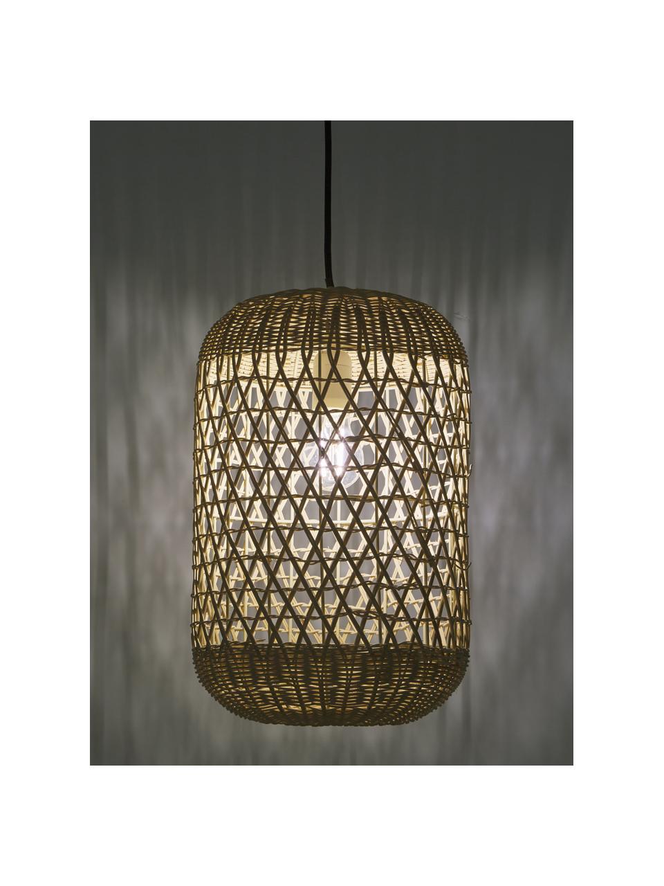 Kleine hanglamp Aurora van bamboehout, Lampenkap: bamboehout, Baldakijn: kunststof, Lichtbruin, Ø 25 x H 40 cm