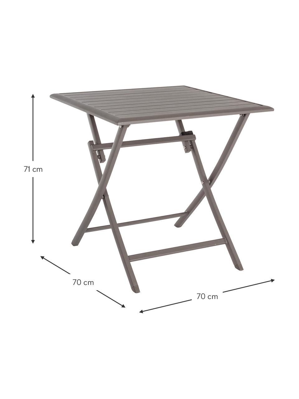 Mesa plegable para exterior Elin, 70 x 70 cm, Aluminio con pintura en polvo, Marrón café, An 70 x F 70 cm