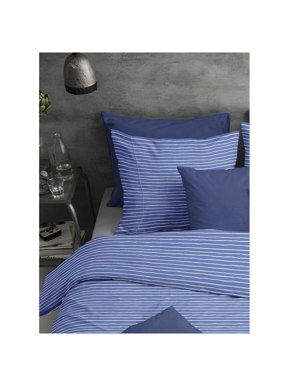 Renforcé dekbedovertrek No way out, Weeftechniek: renforcé, Blauw, wit, 240 x 220 cm + 2 kussenhoezen 60 x 70 cm