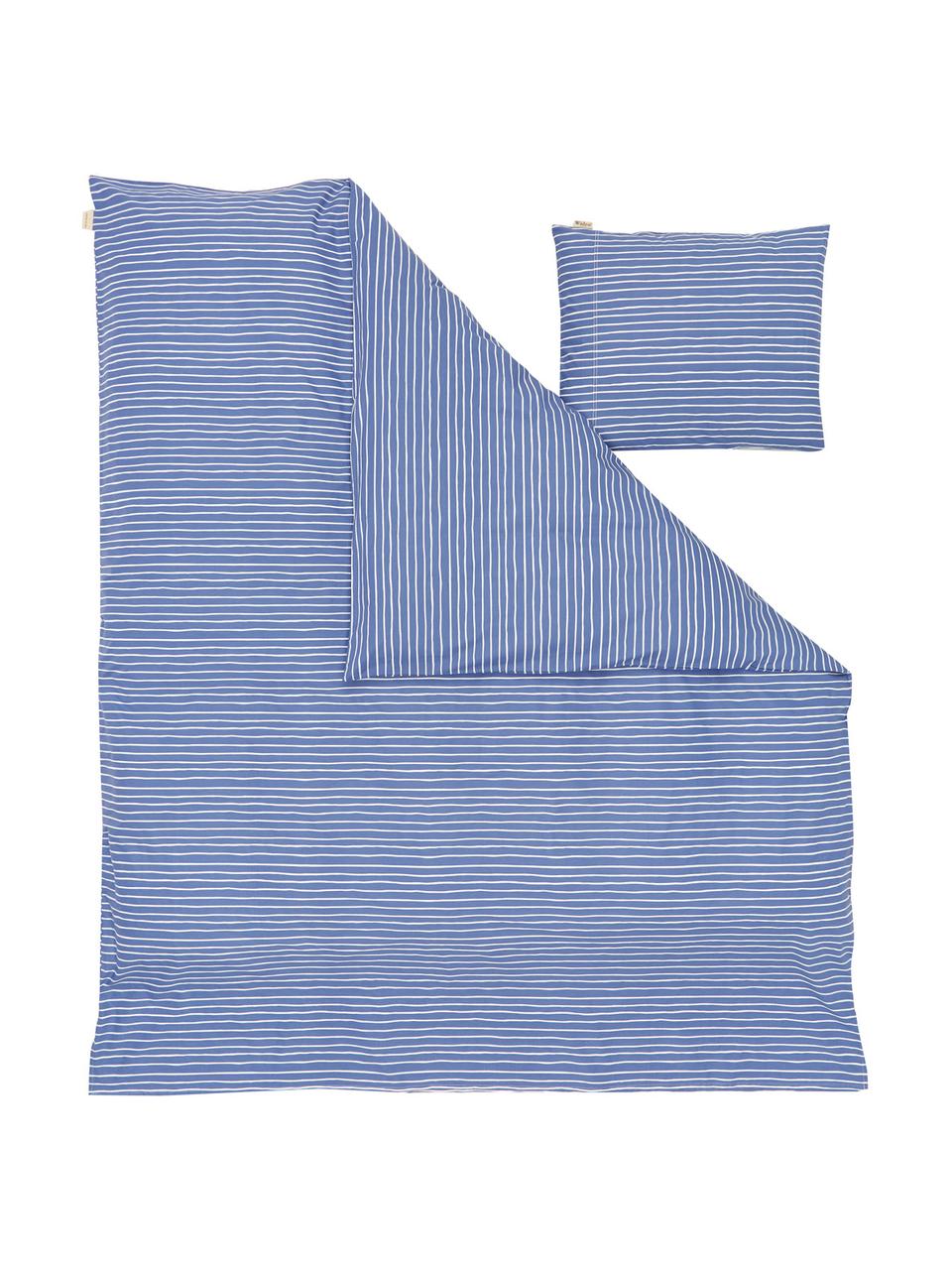 Renforcé dekbedovertrek No way out, Weeftechniek: renforcé, Blauw, wit, 240 x 220 cm + 2 kussenhoezen 60 x 70 cm