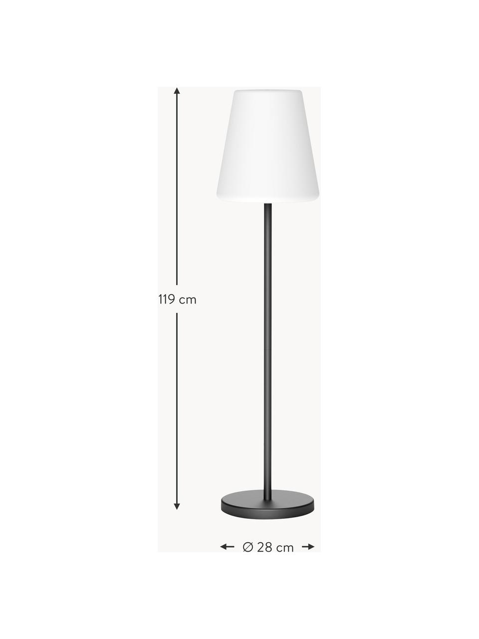 Dimbare solar tuinlamp Lola met afstandsbediening, Lampenkap: polypropyleen, Lampvoet: gecoat metaal, Wit, zwart, Ø 28 x H 119 cm