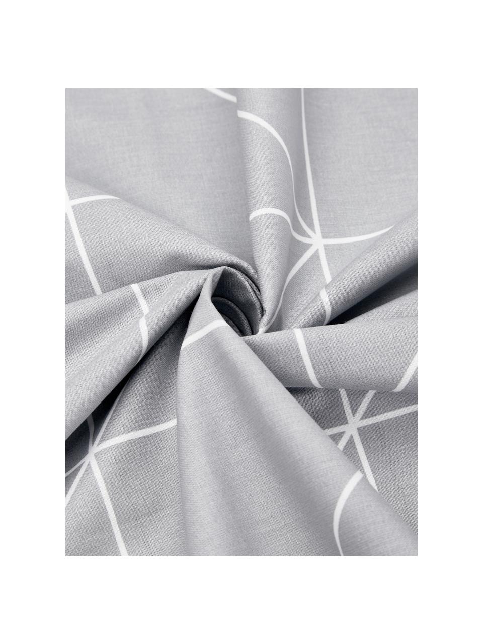 Bavlněné oboustranné povlečení s grafickým vzorem Marla, Světle šedá, bílá, 140 x 200 cm + 1 polštář 80 x 80 cm
