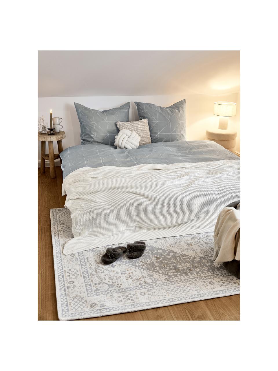 Obojstranná posteľná bielizeň z bavlny s grafickým vzorom Marla, Sivá, biela, 135 x 200 cm + 1 vankúš 80 x 80 cm