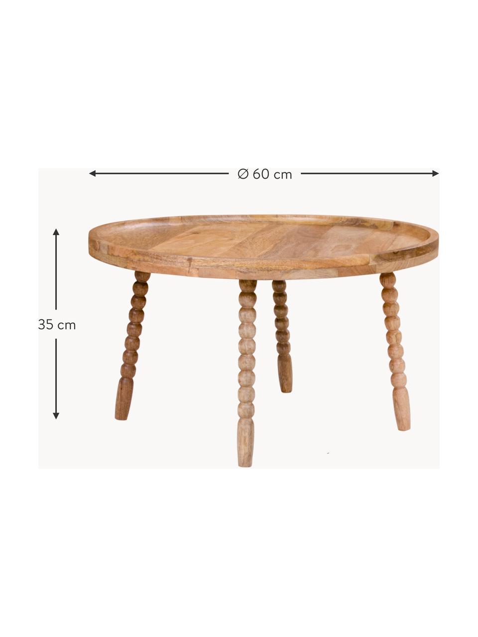 Runder Couchtisch Jammu aus Mangoholz, Mangoholz, Mangoholz, Ø 60 cm