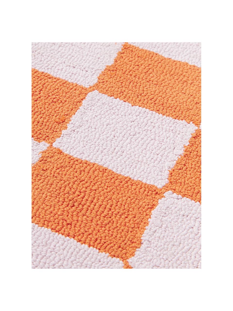 Ručně všívané prostírání Kio Check, 4 ks, 100 % bavlna, Oranžová, tlumeně bílá, Š 35 cm, D 45 cm