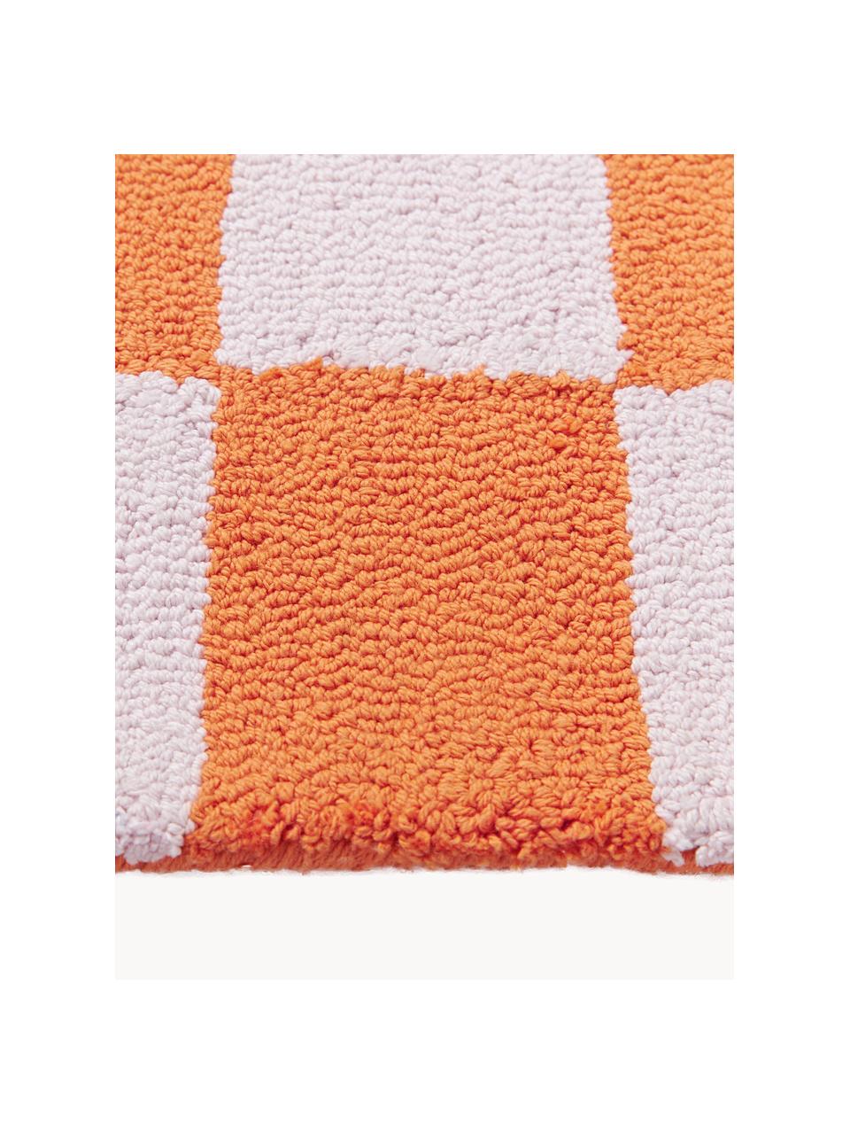 Ręcznie tuftowana podkładka Kio Check, 4 szt., 100% bawełna, Pomarańczowy, złamana biel, S 35 x D 45 cm