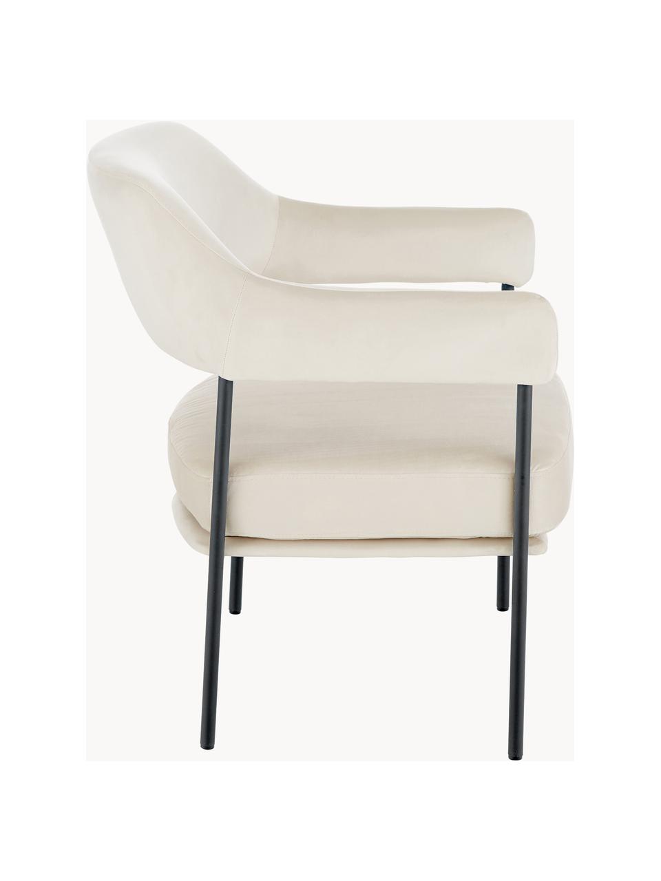 Fauteuil lounge velours blanc Zoe, Peluche blanc crème, larg. 67 x prof. 66 cm