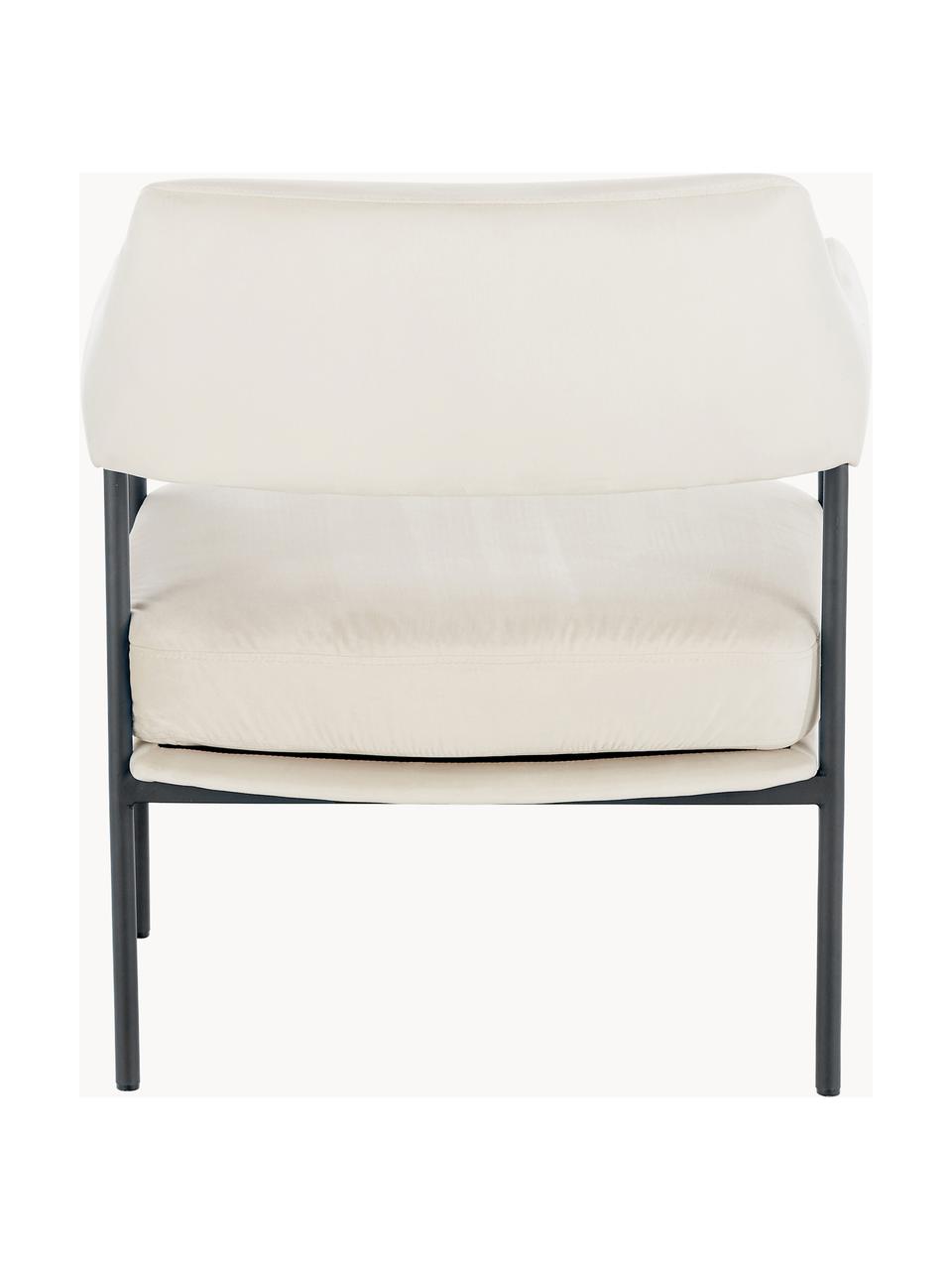 Fauteuil lounge velours blanc Zoe, Peluche blanc crème, larg. 67 x prof. 66 cm