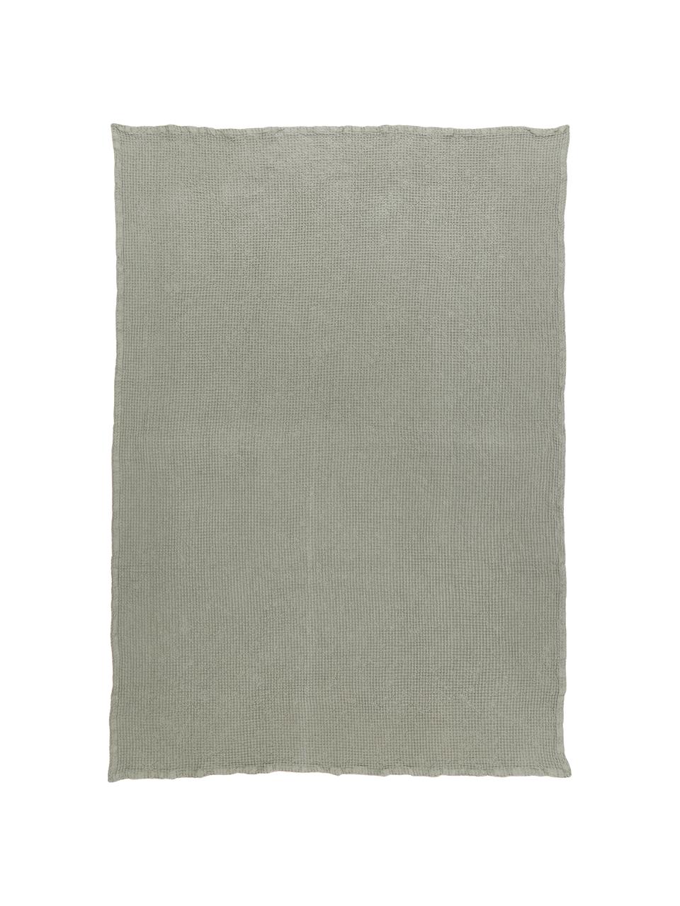 Couvre-lit gaufré coton vert kaki Lois, 100 % coton, Kaki, larg. 260 x long. 260 cm (pour lits jusqu'à 200 x 200 cm)