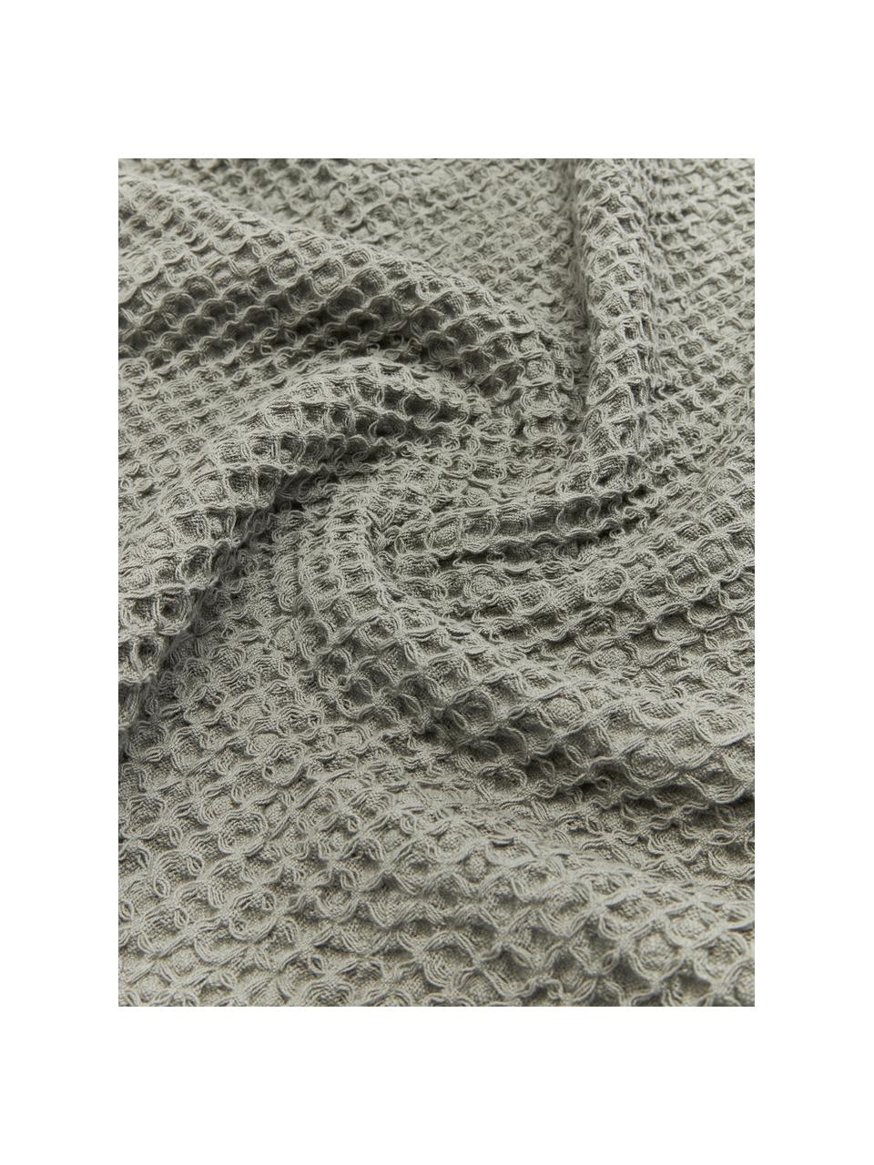 Narzuta z piki waflowej z bawełny Lois, 100% bawełna, Khaki, S 260 x D 260 cm (do łóżek o wymiarach od 200 x 200 cm)