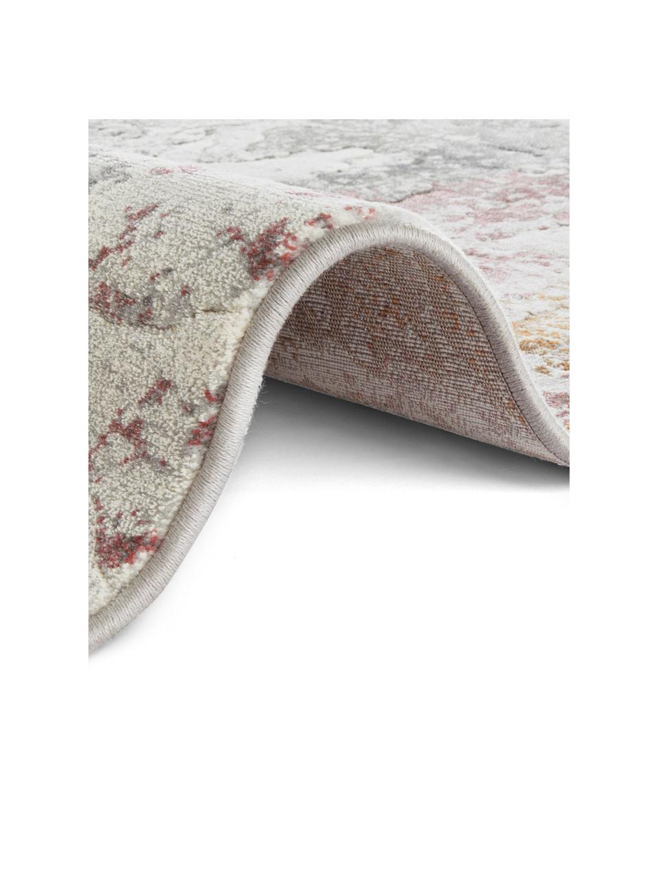Tappeto di design in polipropilene Fontaine, Retro: juta, Crema, grigio, rosso lampone, Larg. 80 x Lung. 150 cm (taglia XS)