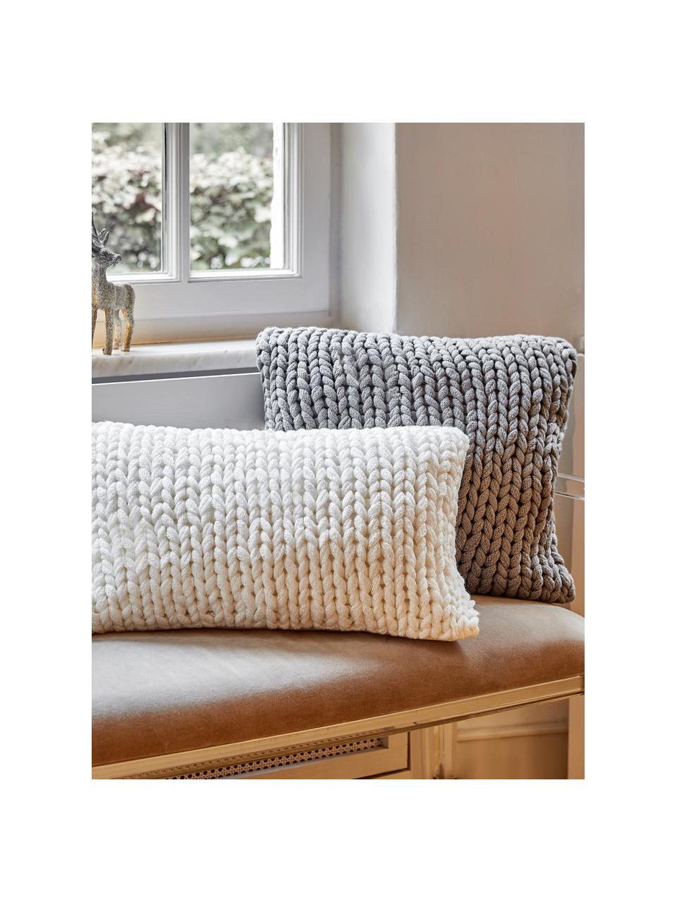 Housse de coussin grosse maille Chunky Adyna, Gris clair