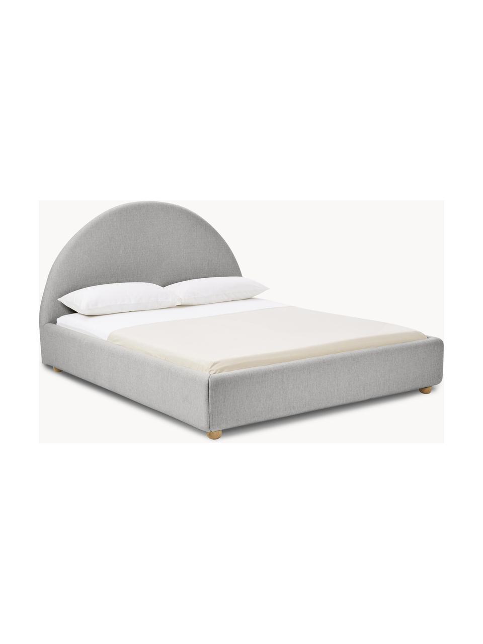 Letto imbottito Ebba, Rivestimento: 100% polipropilene Con 23, Piedini: legno di pino massiccio, Tessuto grigio, Larg. 140 x Lung. 200 cm