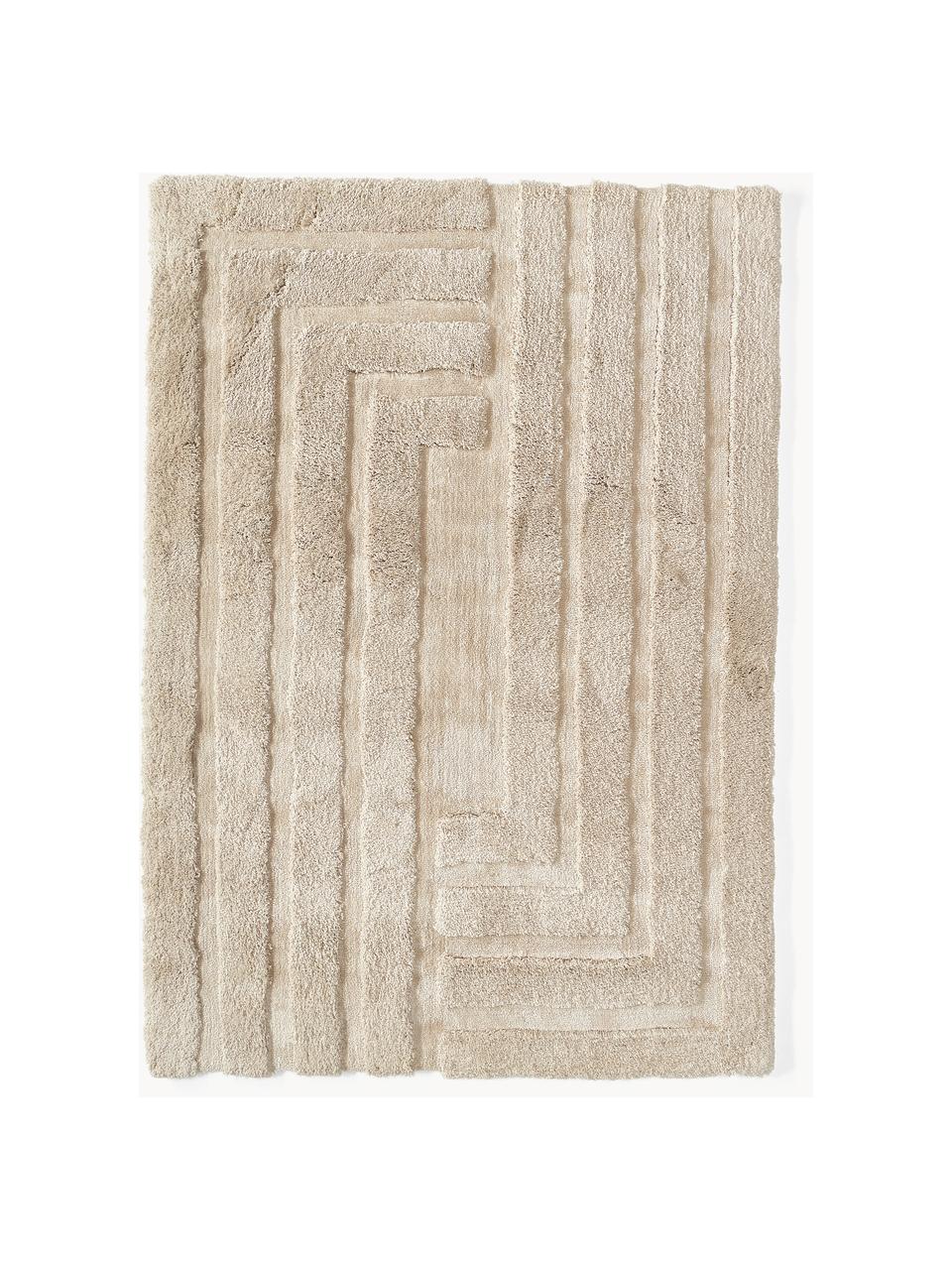 Načechraný koberec s vysokým vlasem a strukturovaným povrchem Genève, Světle béžová, Š 80 cm, D 150 cm (velikost XS)