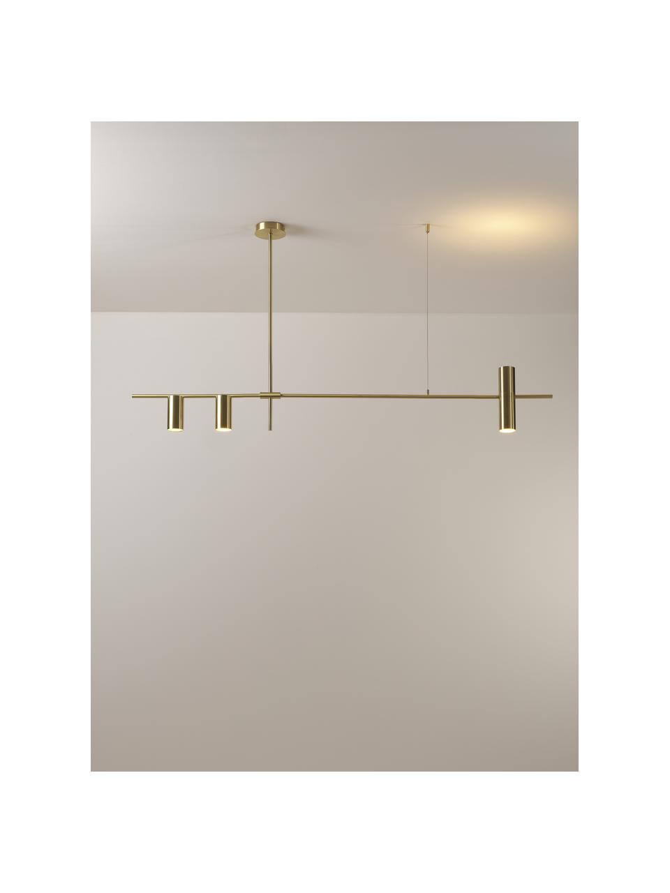 Lampada grande a sospensione Cassandra, Paralume: metallo zincato, Baldacchino: metallo zincato, Struttura: metallo zincato, Dorato, opaco, Larg. 143 x Alt. 73 cm