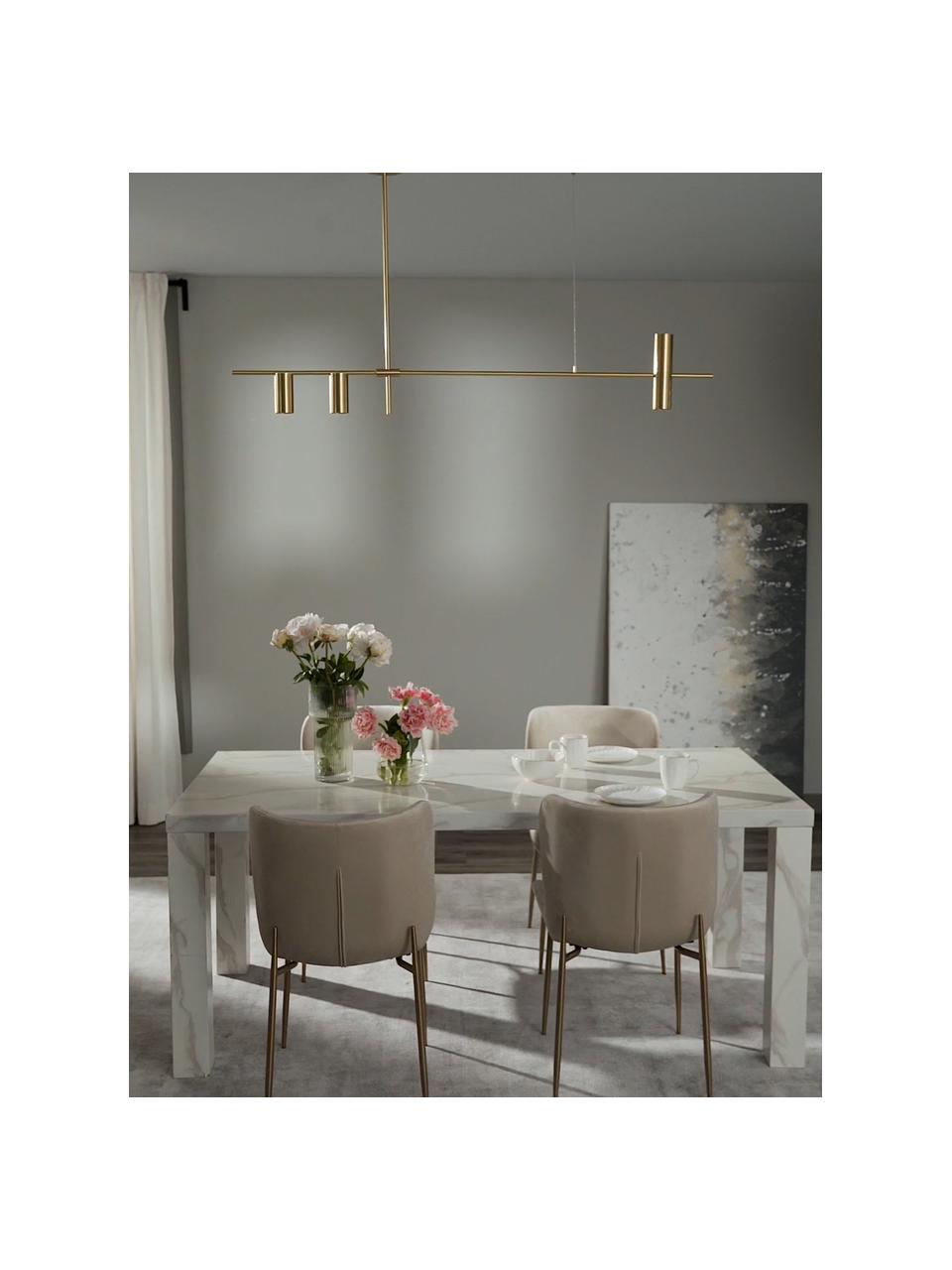 Grote hanglamp Cassandra, Baldakijn: gegalvaniseerd metaal, Mat goudkleurig, B 143 x H 73 cm